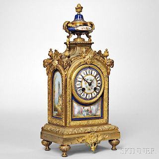 Gilt-brass and Porcelain Mantel Clock