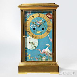 Brass and Porcelain Panel Shelf Clock
