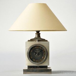 Cotna Art Deco Marble and Silvered Brass Lamp Clock