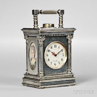 Miniature Silver Minute Repeating Carriage Clock