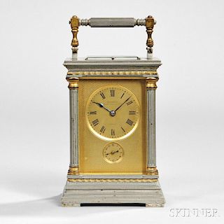 Drocourt Silvered Brass Anglaise Riche Carriage Clock