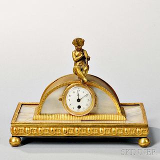 Gilt-metal and Mother-of-pearl Desk Clock