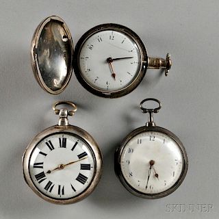 Three Silver English Verge Watches