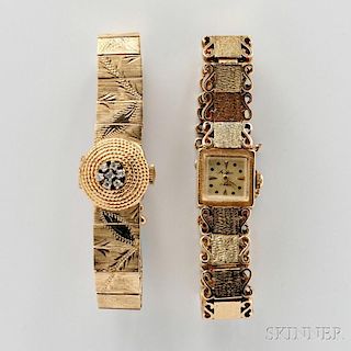 Two 14kt Gold Lady's Wristwatches