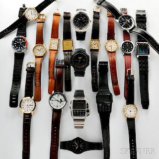 Eighteen Casio, Pulsar, Times, Seiko, and Armitron Wristwatches