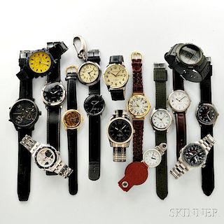 Sixteen Quartz Wristwatches by Various Makers