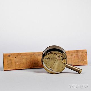Brass Pocket Sextant by Cary and a Boxwood Gunter's or Gunner's Rule