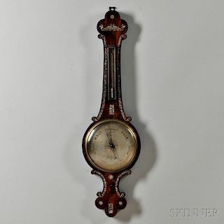 G. Rossi Rosewood and Mother-of-pearl Mercury Wheel Barometer