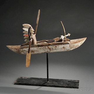 Indian in Canoe Whirligig
