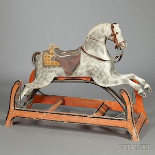 Carved and Painted Wooden Rocking Hobby Horse