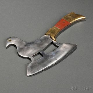 Iron, Brass, and Catlinite Dove-form Food Chopper