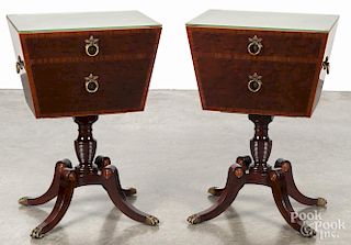 Pair of Schmieg and Kotzian Federal style mahogany end tables, 28'' h., 19'' w.