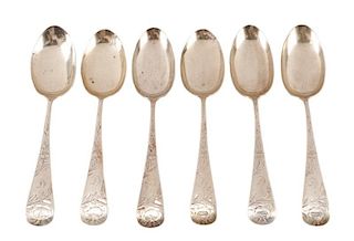 6 Gorham Sterling Tablespoons, 19th C. Jac Rose