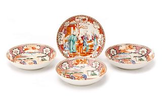Set of 4 Chinese Export Mandarin Porcelain Bowls