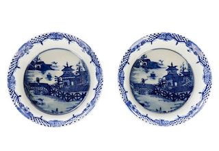 Pair of Chinese Export Blue & White Finger Bowls