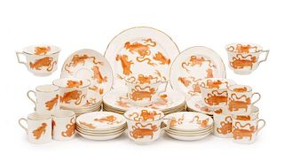 40 Piece Wedgwood China, Red Chinese Tigers