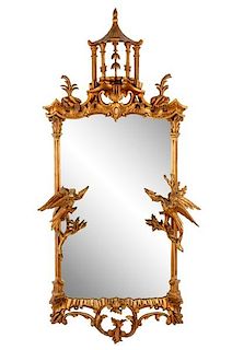 Chinese Chippendale Style Gesso & Giltwood Mirror