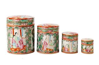 Set of 4 Rose Medallion Graduated Canisters