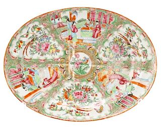 19th C. Chinese Rose Medallion Meat Serving Dish