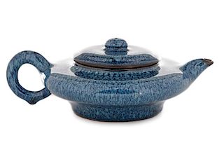 Blue Glazed Yixing Zisha Teapot, Impressed Mark