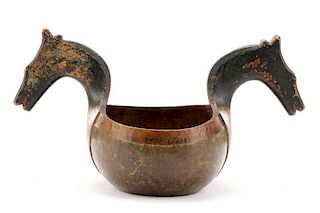 Large Ceremonial Horse Head Kasa or Ale Bowl