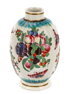 Worcester Ribbed Ovoid Porcelain Tea Caddy, 18th C