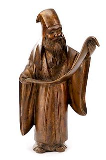 Japanese Bronze Figural Sculpture of Scholar