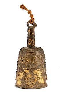 Japanese Bronze Bell with Dragon Motif Handle