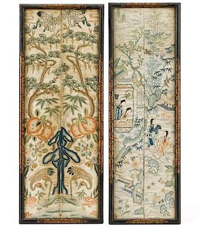 Collection of 2 Chinese Silk Embroidered Panels