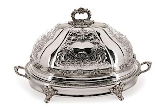 Impressive Silverplate Covered Meat Chafing Dish