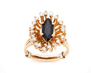 Ladies 14k Gold, Sapphire & Diamond Ring