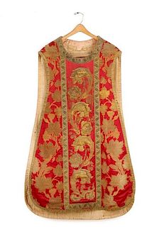 Continental Silk Hand Embroidered Chasuble, 17th C