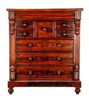 Victorian Mahogany Tall Chest of Drawers, 19th C