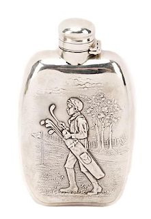 Unger Brothers Sterling Pocket Flask w/Golf Caddy