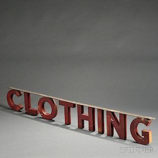 Painted Cast Aluminum "CLOTHING" Sign