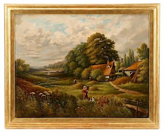 British School, Pastoral Scene, Oil On Canvas