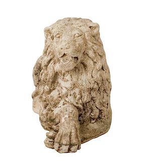 19th C. Carved White Marble Guardian Lion
