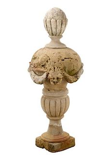 18th C. Carved Stone Garden Finial on Later Mounts