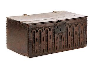 James I Period English Carved Walnut Bible Box