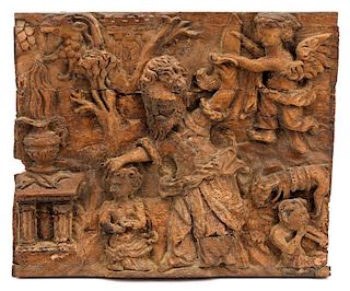 17th C. Flemish Oak Relief Panel, Abraham Tested