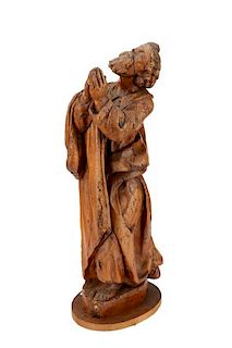 Carved Oak Figure of a Penitent Figure, Circa 1700
