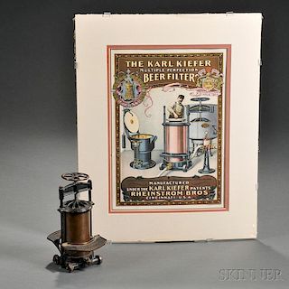 Salesman's Sample "Karl Kiefer Beer Filter" and Advertising Chromolithograph