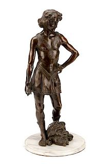 After Verrocchio, David And Head Of Goliath Bronze