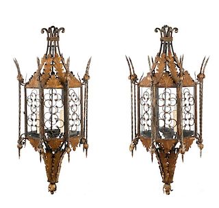 Monumental Pair of Gothic Style Lanterns, 19th C
