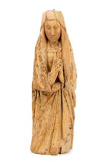 15th C. Carved Limewood Sculpture, Mourning Virgin