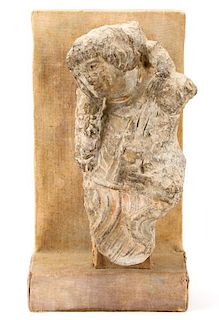Rare Carved Limestone St. John, 12th Century