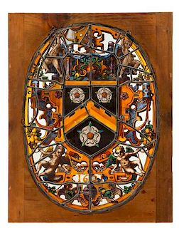English Armorial Stained Glass Panel, Dated 1621