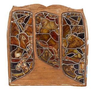 German 17th C. Stained Glass - Mark, Luke & John