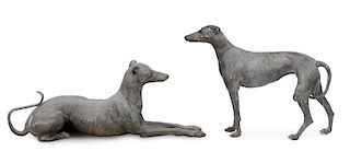 Life Size Lead Garden Sculptures, Greyhound Dogs