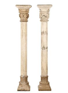 Pair of 14th C. French Stone Columns, W. R. Hearst